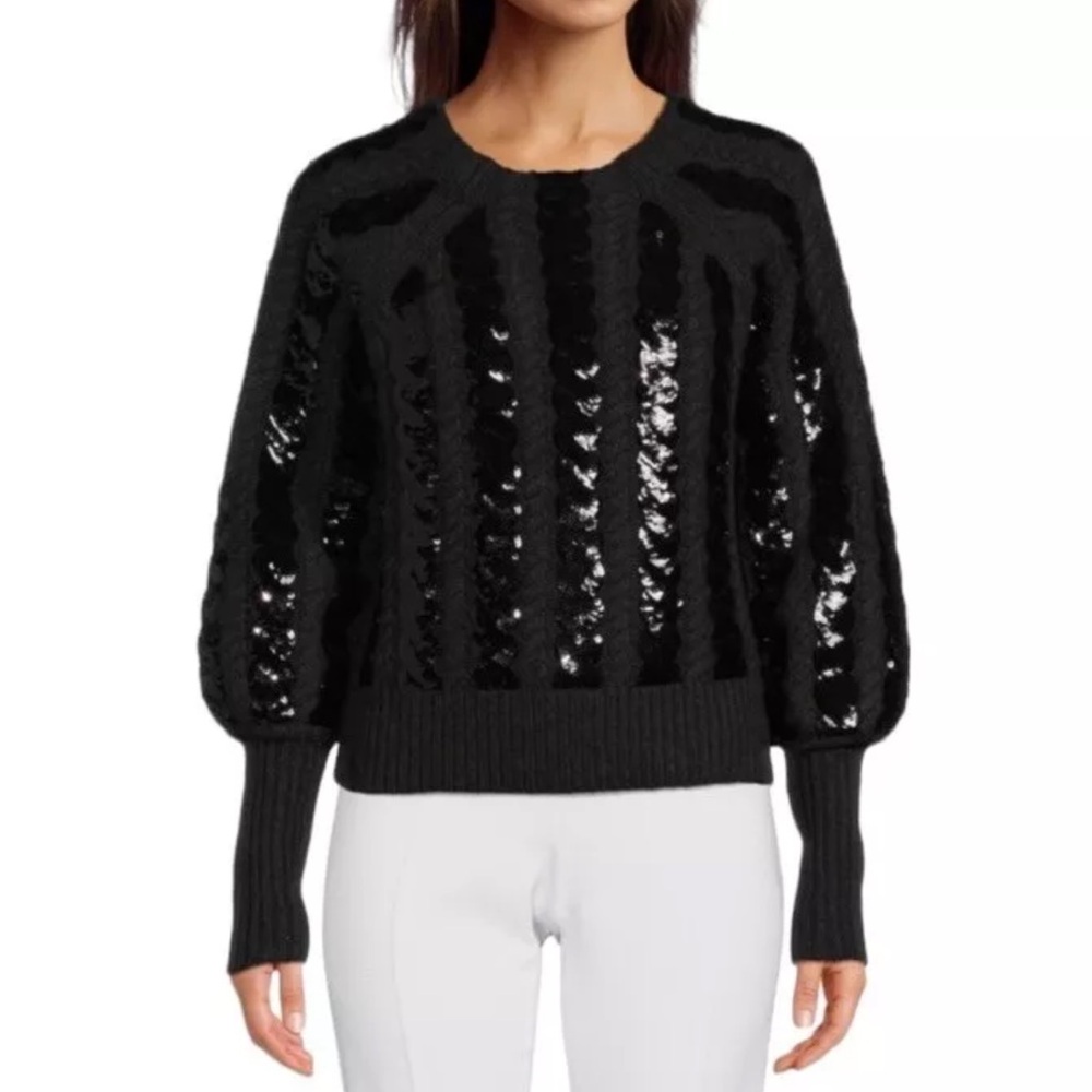 Veronica Beard Women’s Medium Yola Wool Cashmere Sequined Puff sleeve sweater